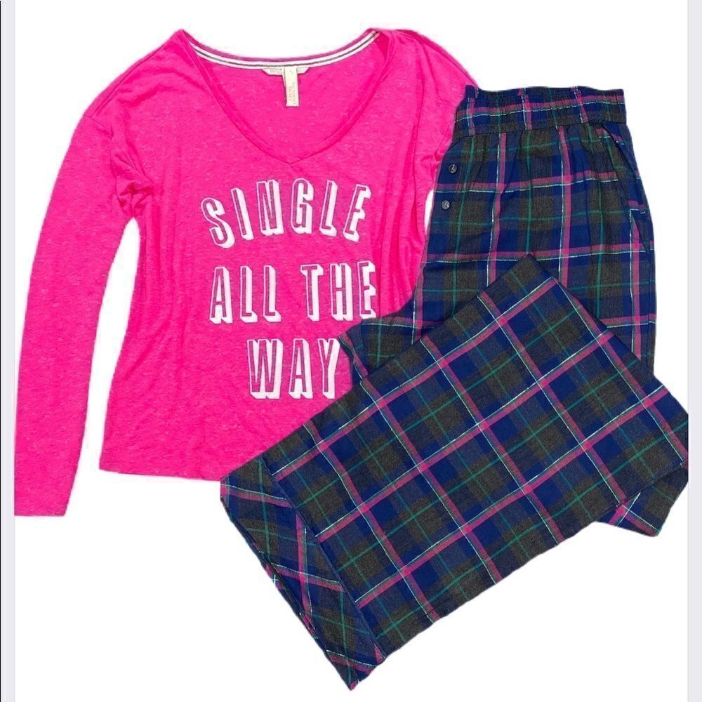 Victoria's Secret Henley Top Flannel Pajama Set